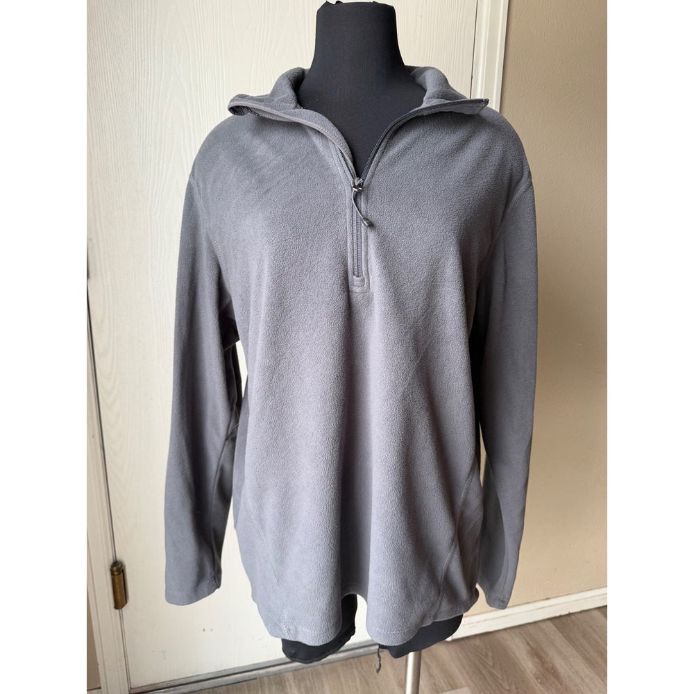 Eddie Bauer Mens Gray Quarter Zip Fleece Pullover Sweater EB226 Size L